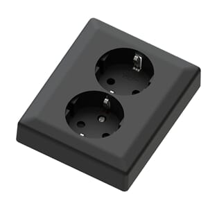 Dobbel stikk 16A/j sort innfelt
