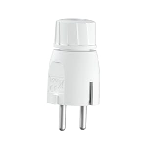 Støpsel 16A m/ topp m/utvendig strekkavlaster hvit IP20