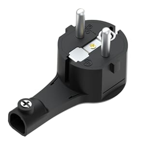 Støpsel lavtbyggende 16A m/ side sort IP20